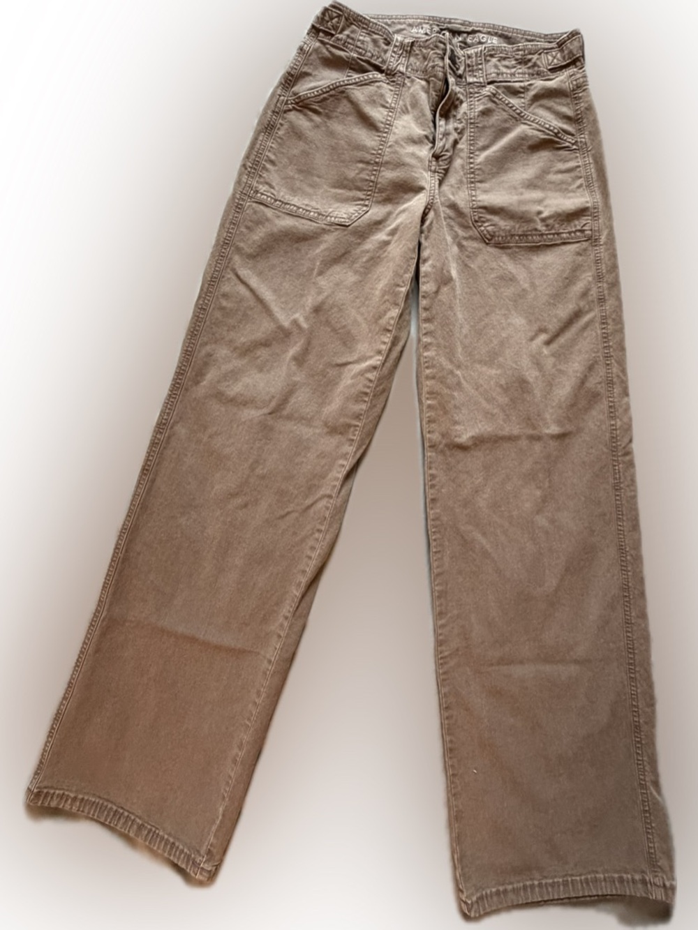 AE Wide-Leg Utility Stovepipe Pants Brown Adjustable Waist
